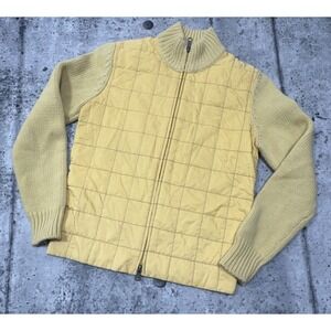 FAY Women's Knitted Cashmere Nylon Full-Zip Yellow High‎ Neck Jacket Size XS